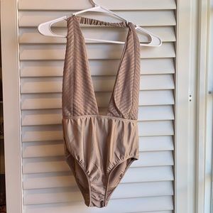 Women’s Plunging, open back bodysuit MEDIUM